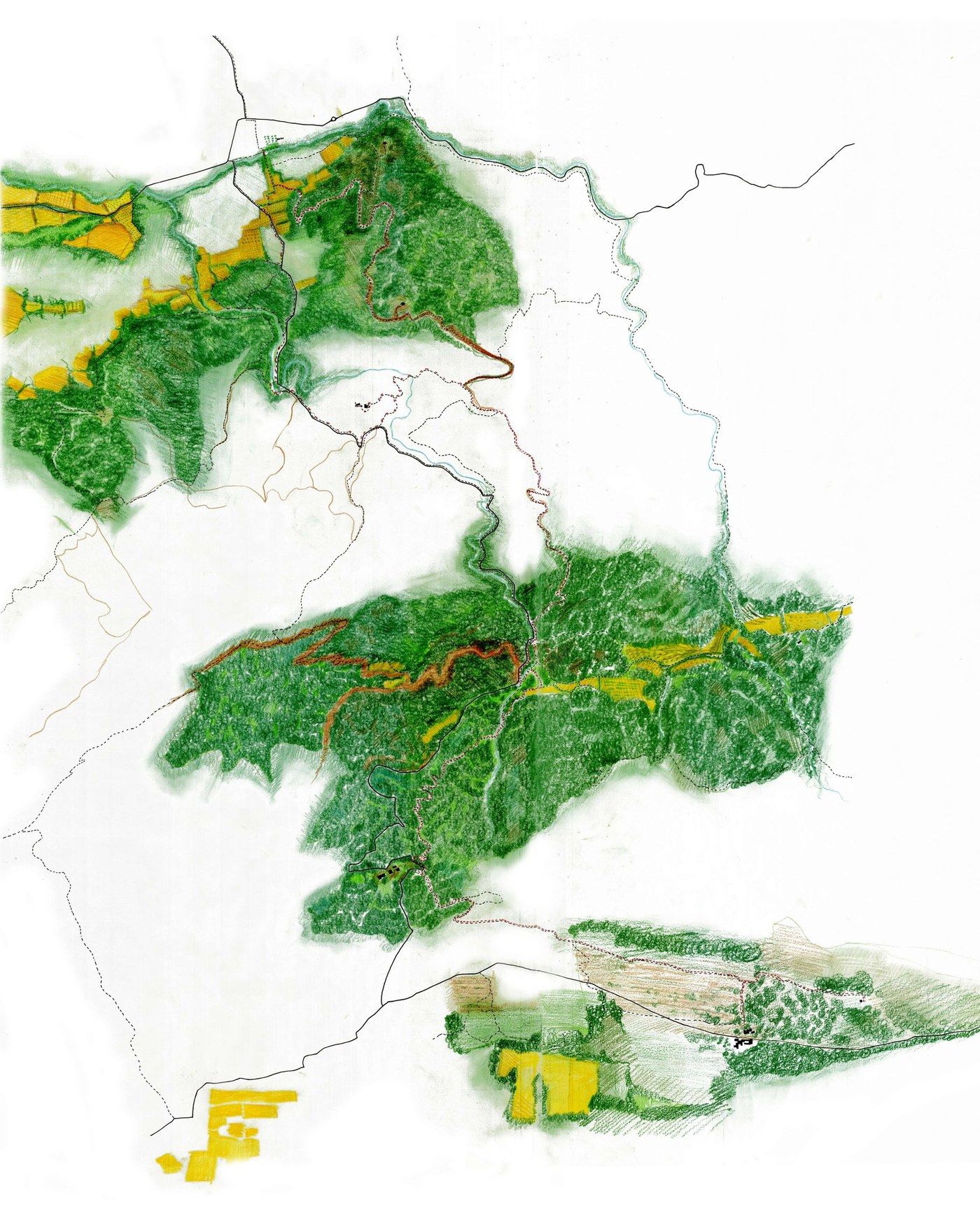 Plan de paysage du massif de la Sainte-Baume : vallons agricoles, boisements et sentiers