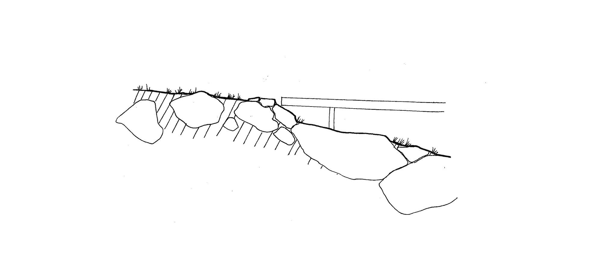Détail technique du platelage et de son appui sur la roche