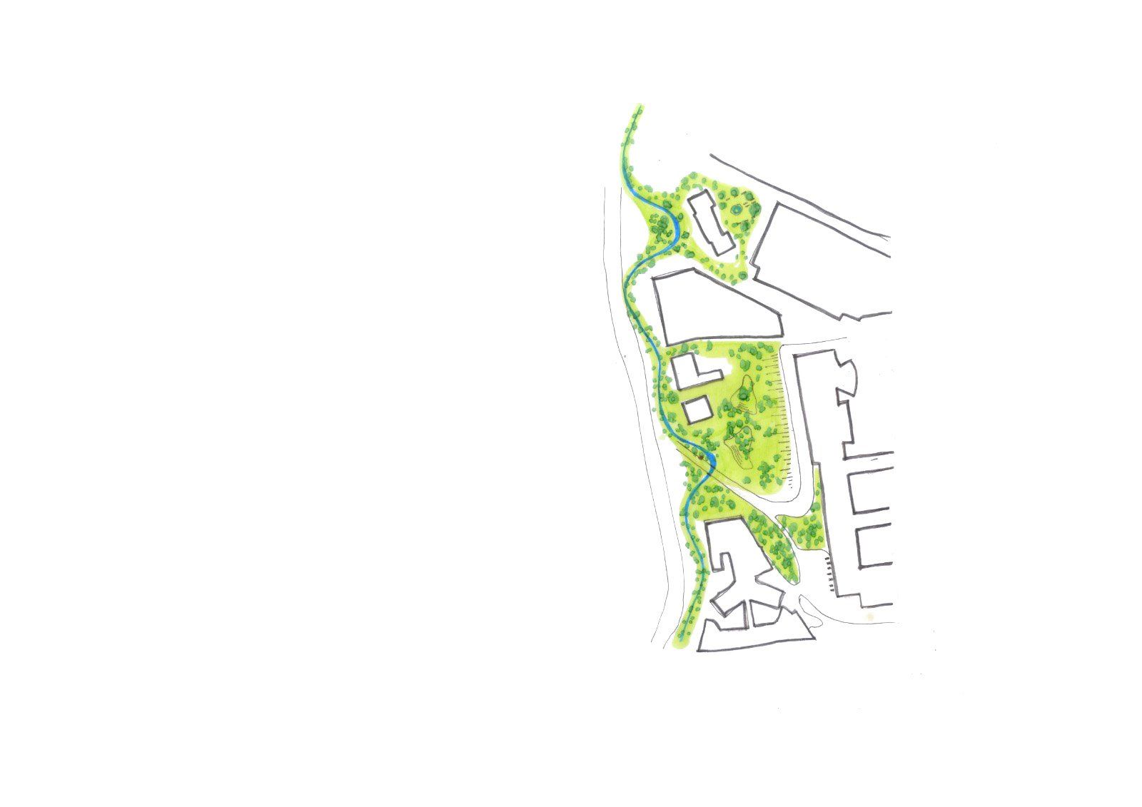 Plan de détail des abords de l'hôpital et du canal du Jarret
