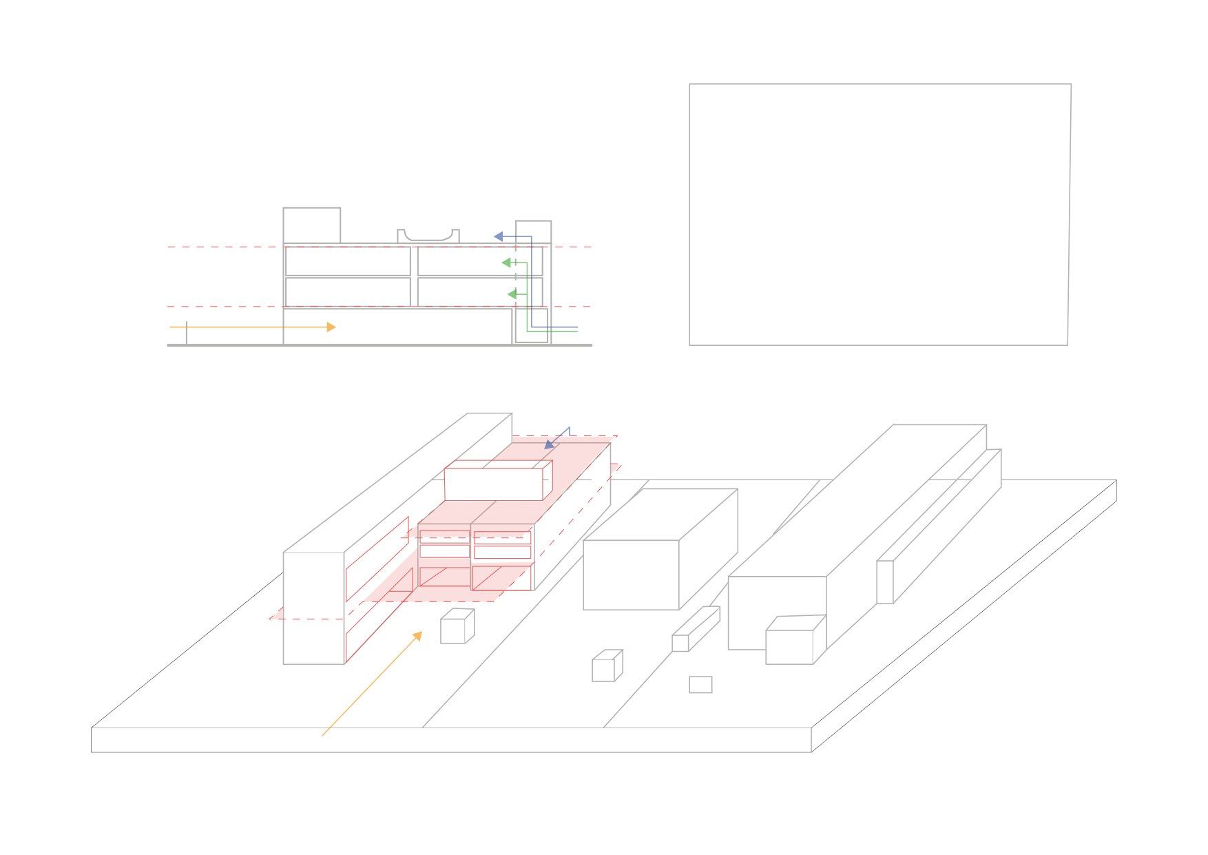 Bloc-diagramme et coupe d'une parcelle de la zone d'activité